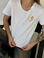 Стильная модная женская футболка Турецкий кулир хлопок +3D накат 42-48 Цвета 2 Белый
