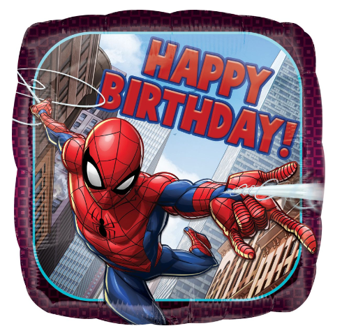 Фольгована кулька квадрат "Happy Birthday Спайдермен" кольорова Anagram 18"(45см) 1шт.