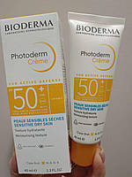 Bioderma photoderm cream spf 50+ сонцезахисний крем для сухої і чутливої шкіри обличчя