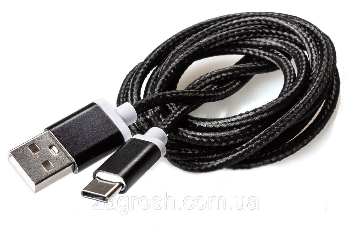 USB-Type-C кабель, тканинне обплетення, 1m