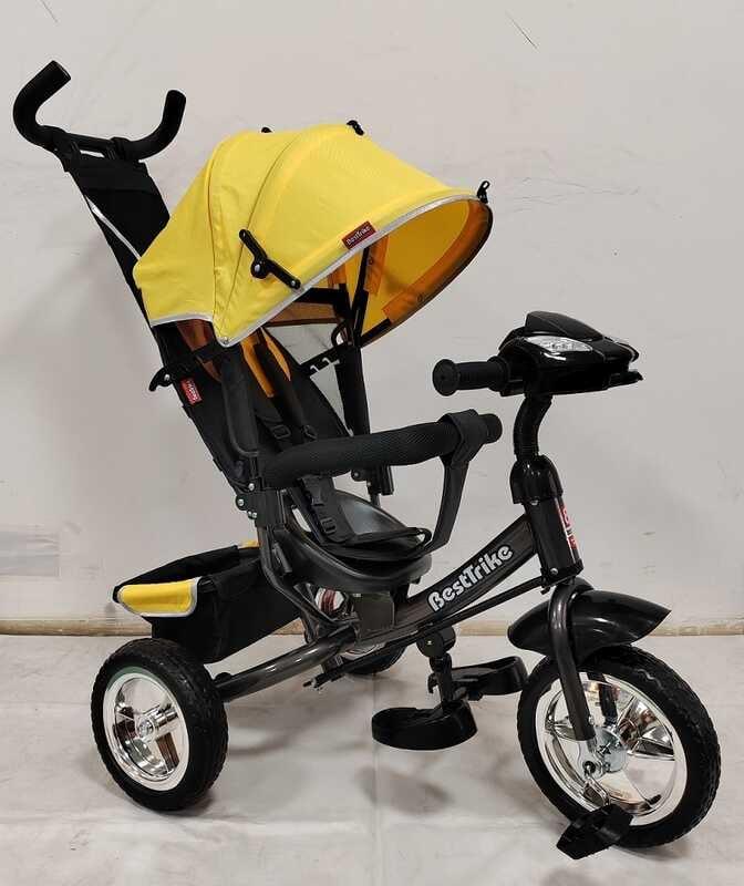 Детский трехколесный велосипед Best Trike 6588 / 69-584 Желтый, с родительской ручкой, колеса пена, фара, USB - фото 1 - id-p2105006618