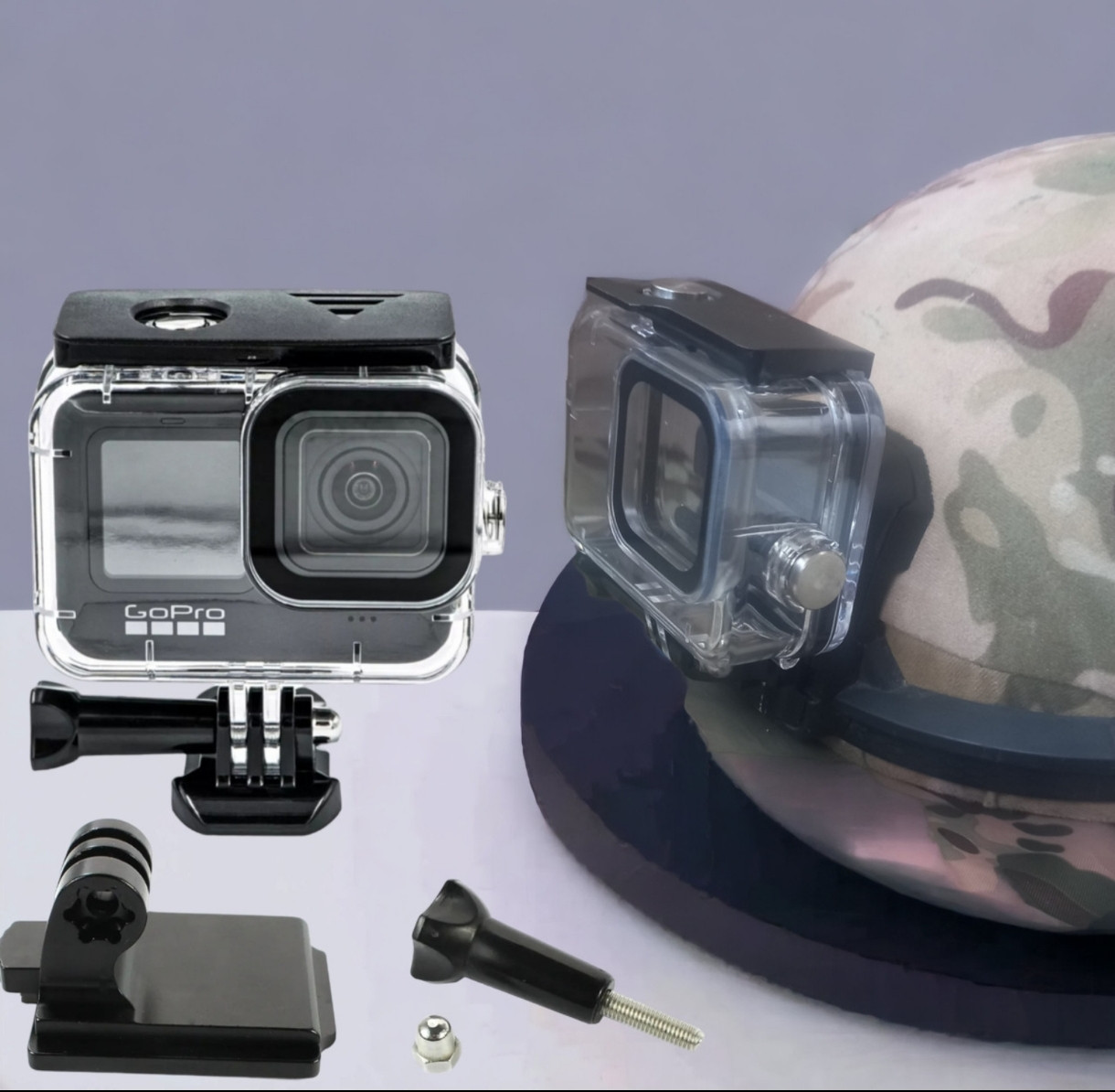 Кріплення на шолом + аквабокс для екшн камери GoPro Hero 9 10 11 12 Захисний чохол, водонепроникний кейс