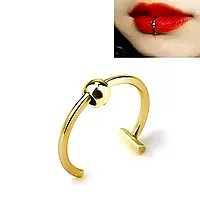 Кафф (імітація пірсингу) кругла з кулькою Золотий