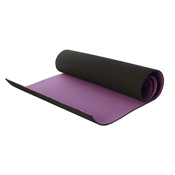Двошаровий килимок для занять фітнесом та йогою MS 0613-1-BV Йогамат 183x61 см завтовшки 6 мм Чорно-фіолетовий