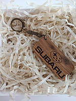 Брелок с гравировкой для ключей деревянный SUBARU