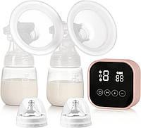 Електричний молоковідсмоктувач 4 режими та 9 рівнів всмоктування зі світлодіодним дисплеєм подвійний молоковідсмоктувач (рожевий)