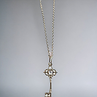 Серебряный женский кулон Ключик с цепочкой длина 45см