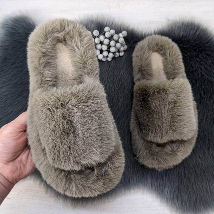 Тапочки жіночі хутряні коричневі на платформі 4391, фото 1