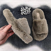 Тапочки жіночі хутряні коричневі на платформі 4391, фото 3
