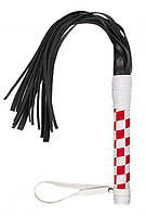 Флогер VIP Leather Flogger, White/Red