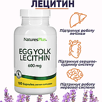 Лецитин из яичных желтков, Yolk Lecithin, NaturesPlus, 600 мг, 180 вегетарианских капсул