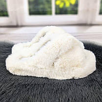 Тапочки жіночі хутряні молочного кольору на платформі 4392, фото 2