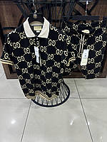 Чоловічий літній костюм Gucci футболка та шорти CK7395 чорний