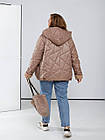 Куртка жіноча демісезонна батал+ сумочка NOBILITAS 50-60 кольору мокко, фото 3