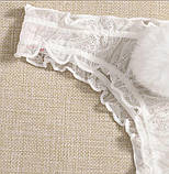 Мереживні трусики стрінги з хвостиком рожеві, білизна для рольових ігор, сексуальга жіноча білизна S-M, фото 5