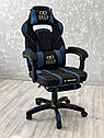 Крісло геймерське з тканини Deus X-STREAM чорно-синє ігрове з підставкою для ніг, фото 4