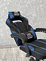 Крісло геймерське з тканини Deus X-STREAM чорно-синє ігрове з підставкою для ніг, фото 8