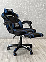 Крісло геймерське з тканини Deus X-STREAM чорно-синє ігрове з підставкою для ніг, фото 9