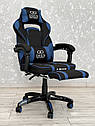 Крісло геймерське з тканини Deus X-STREAM чорно-синє ігрове з підставкою для ніг, фото 5