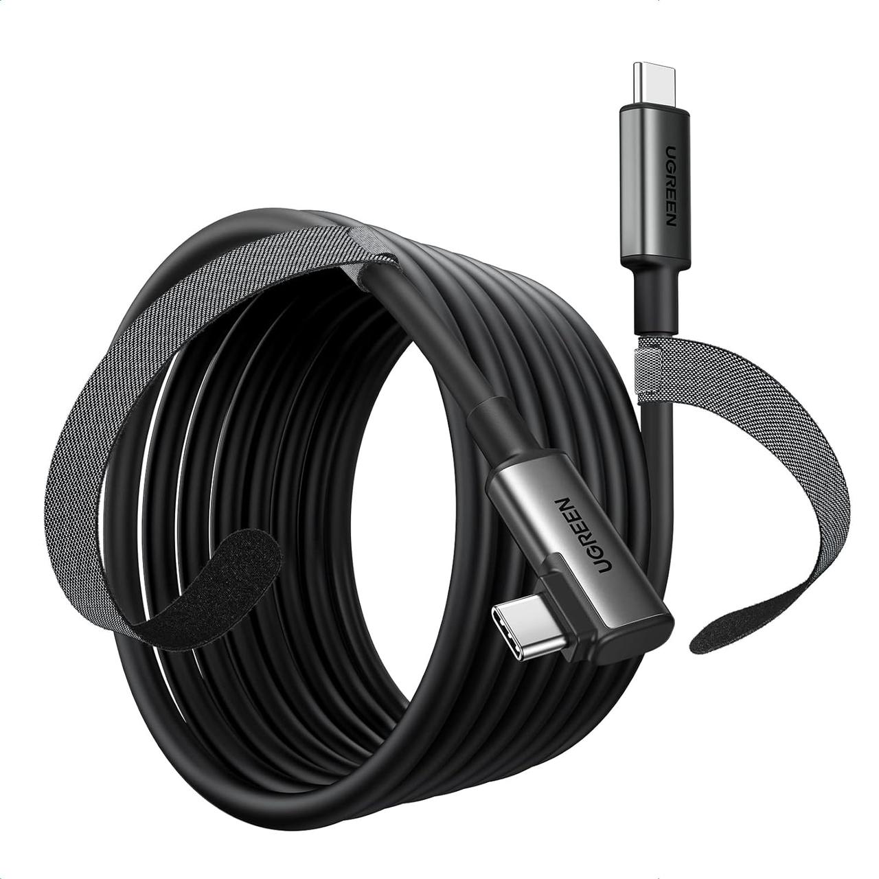 Кабель зарядний UGREEN USB C to USB C кутовий кабель для гарнітури VR Link і ігор 5 м Black (US551)