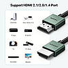 Кабель HDMI UGREEN 8K HDMI 2.1 48 Гбіт/с 8K@60Hz 4K@120Hz алюмінієвий корпус 3 м Black/Green (HD155), фото 7