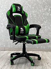 Крісло геймерське Deus Pro Gaming ігрове чорно-зелене комп'ютерне