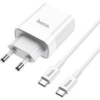 Зарядное устройство HOCO C80A 1USB-A 1USB-C 3.1A 20W + Type-C to Type-C Cable White (6931474740533)