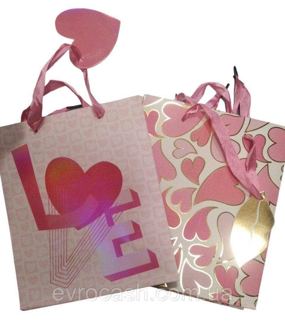 Пакет святковий Валентинка малий, фото 1