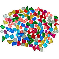 Набір шматочків мозаїки камінці мікс Різнобарвний з блисками 200 гр 150-170 шт декоративні каміння для декору ( 6495 )