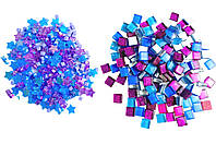 Набор кусочков мозаики стекло звездочка микс Фиолетовый,синий 200 гр 150-180 штук толщина 4 мм ( 6481 )