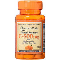 Витамин C Puritan's Pride Vitamin C-500 mg with Rose Hips Time Release 100 Caplets