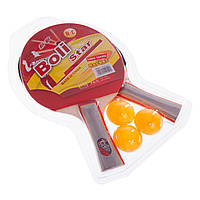Набор для настольного тенниса 2 ракетки, 3 мяча Boli Star MT-9004 (древесина, резина, уп. блистер) (PT0730)