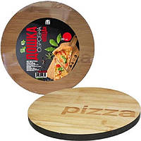 Доска кухонная для пиццы бамбуковая 30 см "Pizza" S&T 8843