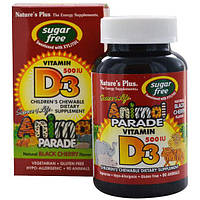 Витамин D Nature's Plus Animal Parade Vitamin D3 sugar free 90 Chewable Tabs Black Cherry Flavor