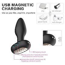 Анальна пробка Vibrotating Plug з вібрацією та обертанням з дистанційним керуванням 3,3 см анальний вібратор (10 швидкостей), фото 2