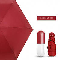 Зонты для девушек / Компактный зонт / Мини зонт в футляре / Зонт маленький. IQ-914 Цвет: красный