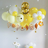 Набор 30 шаров для облачка с цифрой Подсолнухи 8 марта Желтый и золото