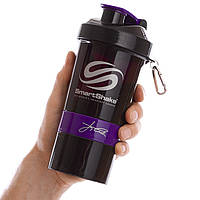 Шейкер 3-х камерный для спортивного питания SMART SHAKER SIGN JAY CUTLER 6020027 Черный-фиолетовый