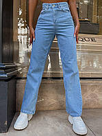 Стильные комфортные джинсы-трубы-палаццо с завышенной талией