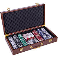 Набор для покера в кожзам чемодане Zelart PK300L на 300 фишек с номиналом (SKL0906)