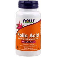 Фолиевая кислота NOW Foods Folic Acid 800 mcg with Vitamin B-12 250 Tabs