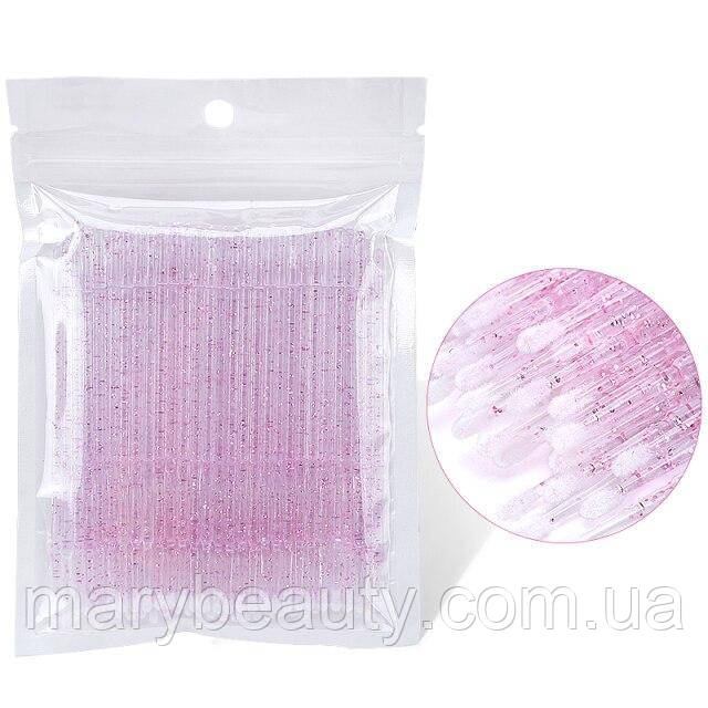 Мікробраші з блискітками рожеві у пакеті, 100шт - фото 1 - id-p1662684516