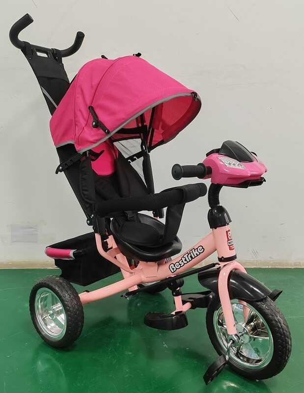 Триколісний велосипед з батьківською ручкою Best Trike 6588 / 63-768 Рожевий, Колеса EVA, фара, USB
