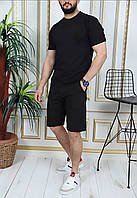 Мужской летний костюм шорты и футболка. Черные шорты и футболка M