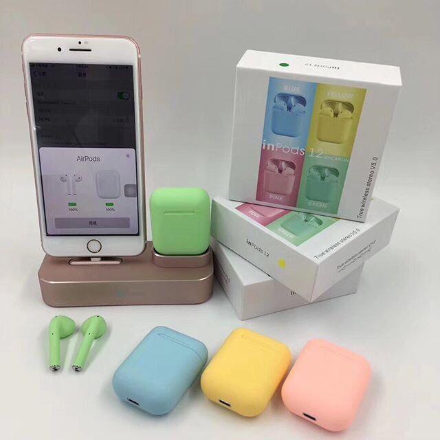 Беспроводные наушники Inpods Macaron 12 сенсорные с кейсом лучшие - фото 4 - id-p2105207019