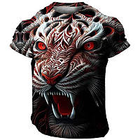 Футболка 3D печать фирменная мужская футболка с принтом Кровавый Тигр термо дышащая летняя XXL