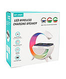 Настільна лампа-нічник Led Wireless Charging Speaker Google (BT2301) 15W бездротова з колонкою, радіо та бездротовою зарядкою, фото 7