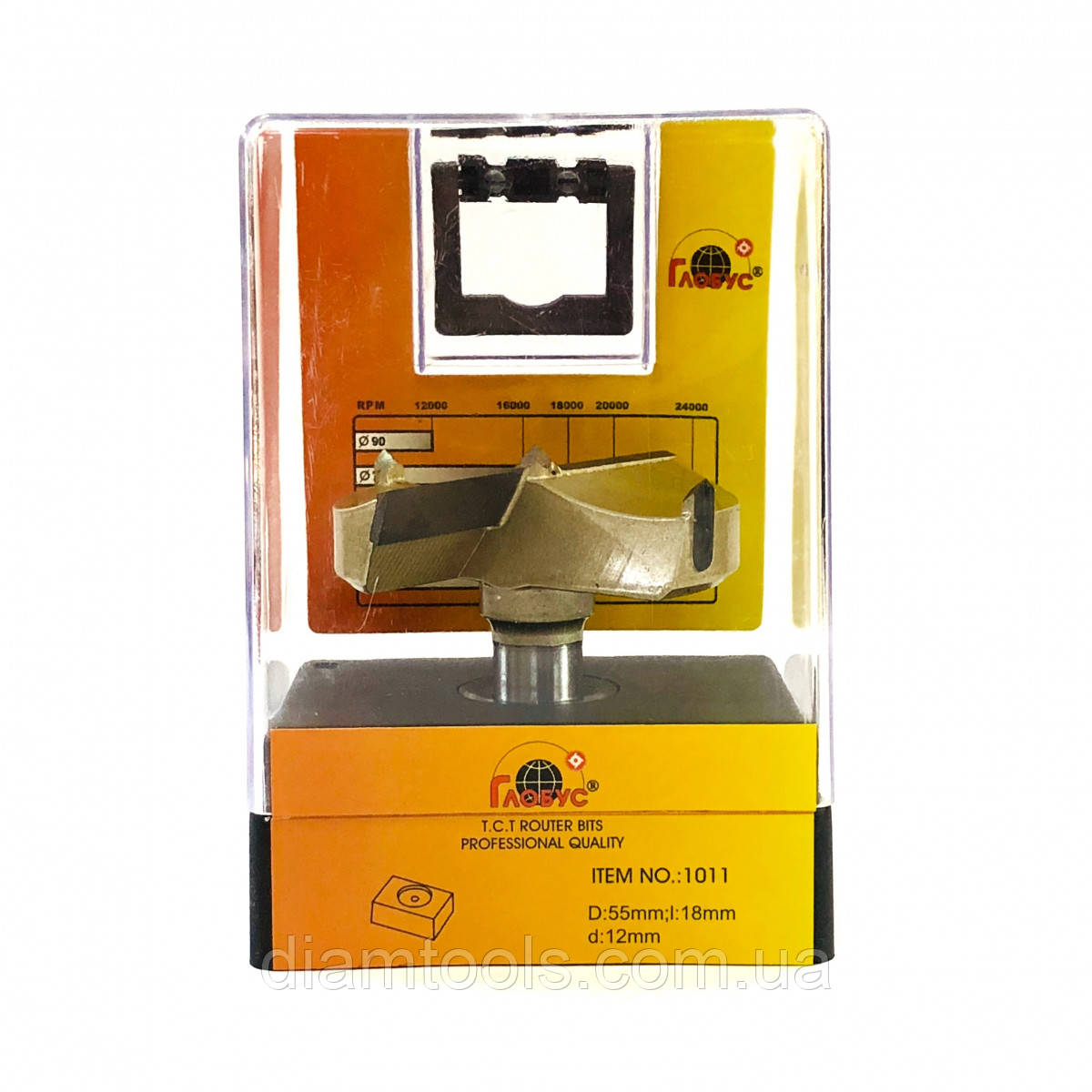 Фреза для меблевої петлі Глобус 1011 D55 d8 L53 h18