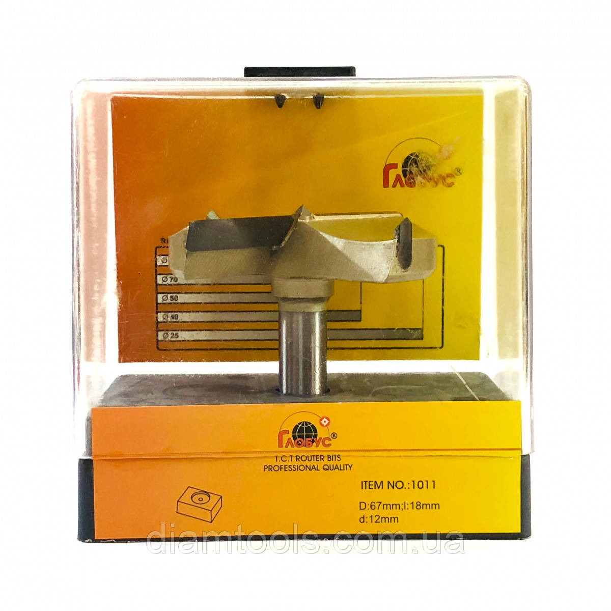 Фреза для меблевої петлі Глобус 1011 D67 d8 L53 h18