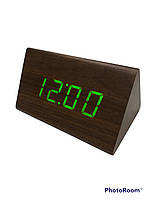 Часы деревянные VST 868/4 с зеленой подстветкой (дата, температура, время)